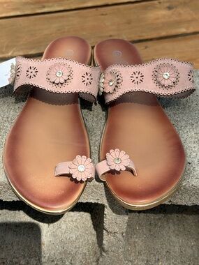 Atalina Women's Flower Bling Toe Accent Sandals